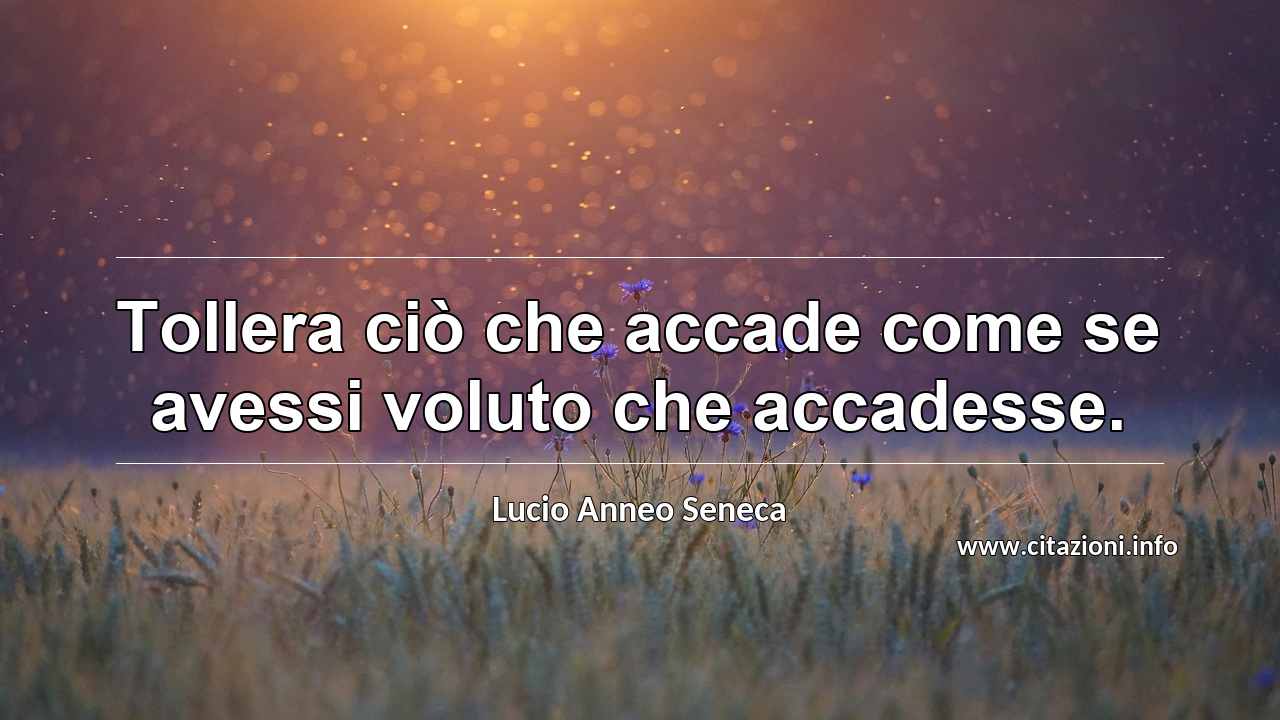 “Tollera ciò che accade come se avessi voluto che accadesse.”