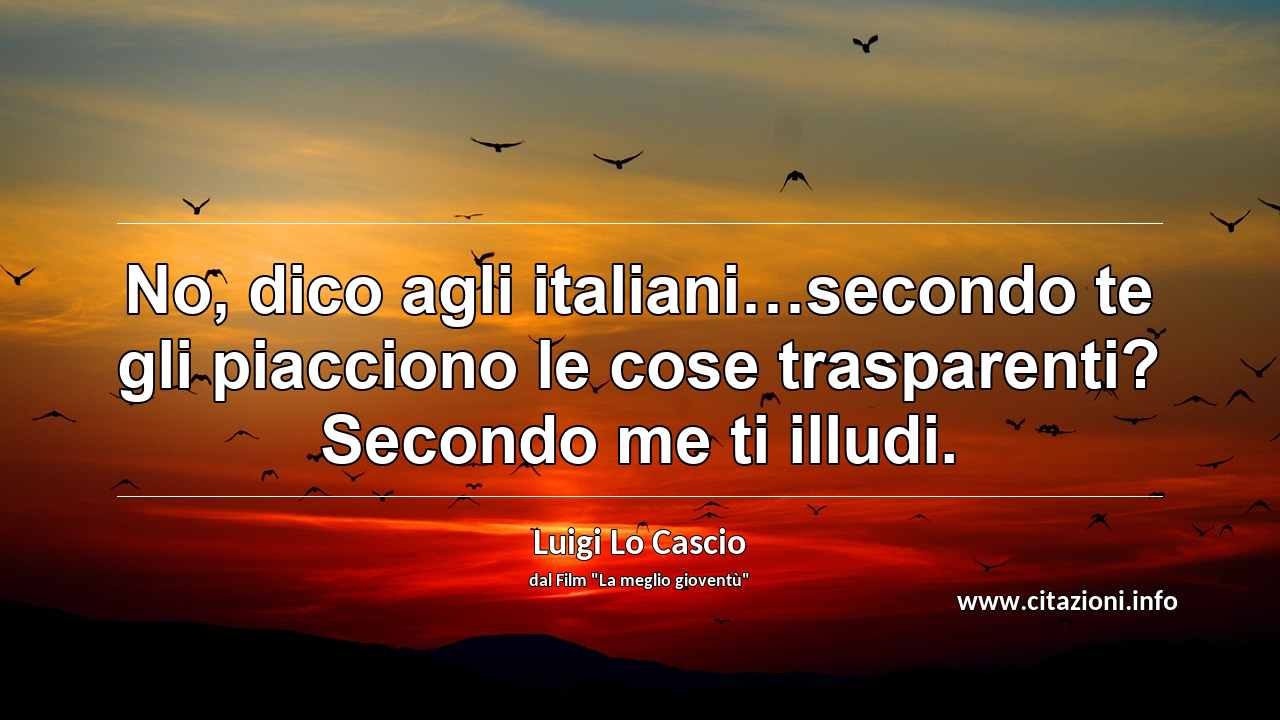 “No, dico agli italiani…secondo te gli piacciono le cose trasparenti? Secondo me ti illudi.”