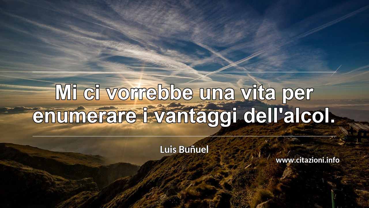 “Mi ci vorrebbe una vita per enumerare i vantaggi dell'alcol.”