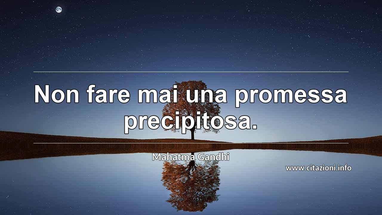 “Non fare mai una promessa precipitosa.”