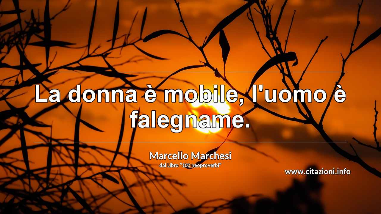 “La donna è mobile, l'uomo è falegname.”