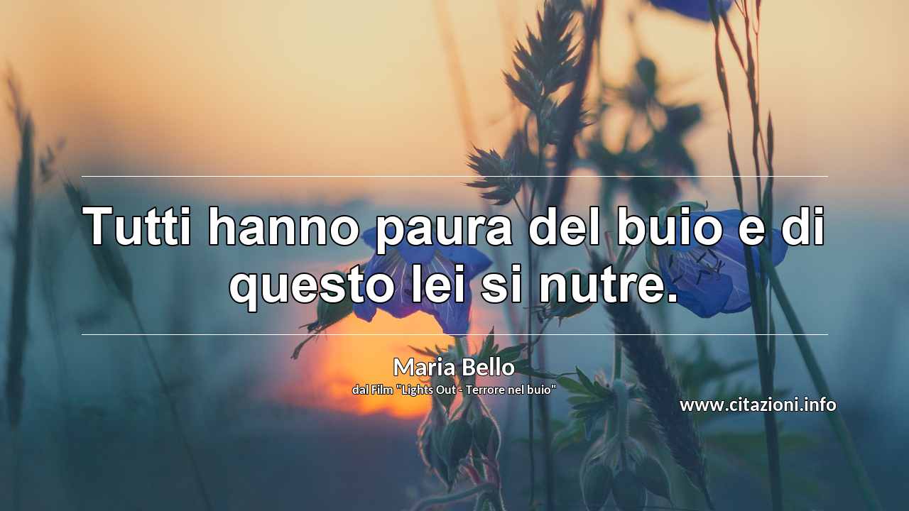 “Tutti hanno paura del buio e di questo lei si nutre.”