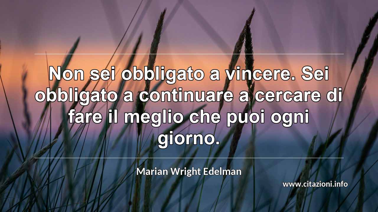 “Non sei obbligato a vincere. Sei obbligato a continuare a cercare di fare il meglio che puoi ogni giorno.”
