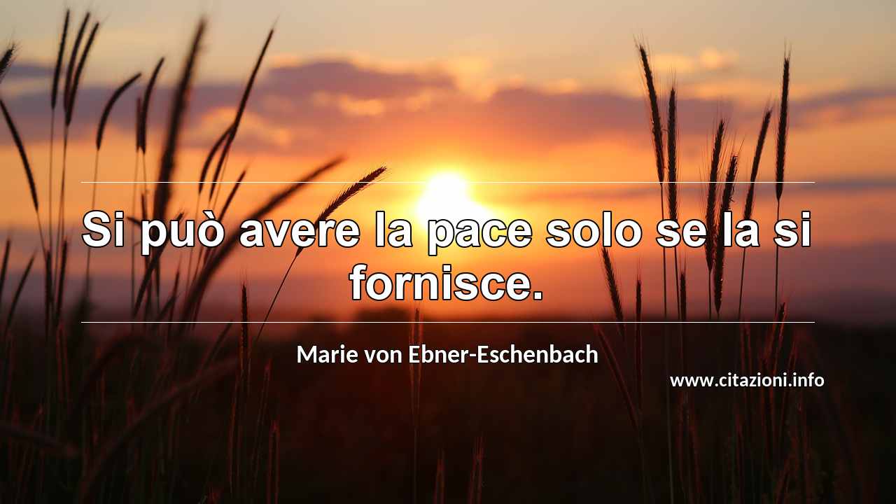 “Si può avere la pace solo se la si fornisce.”