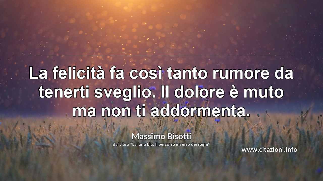 “La felicità fa così tanto rumore da tenerti sveglio. Il dolore è muto ma non ti addormenta.”