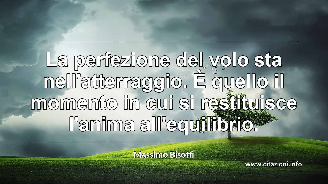 “La perfezione del volo sta nell'atterraggio. È quello il momento in cui si restituisce l'anima all'equilibrio.”