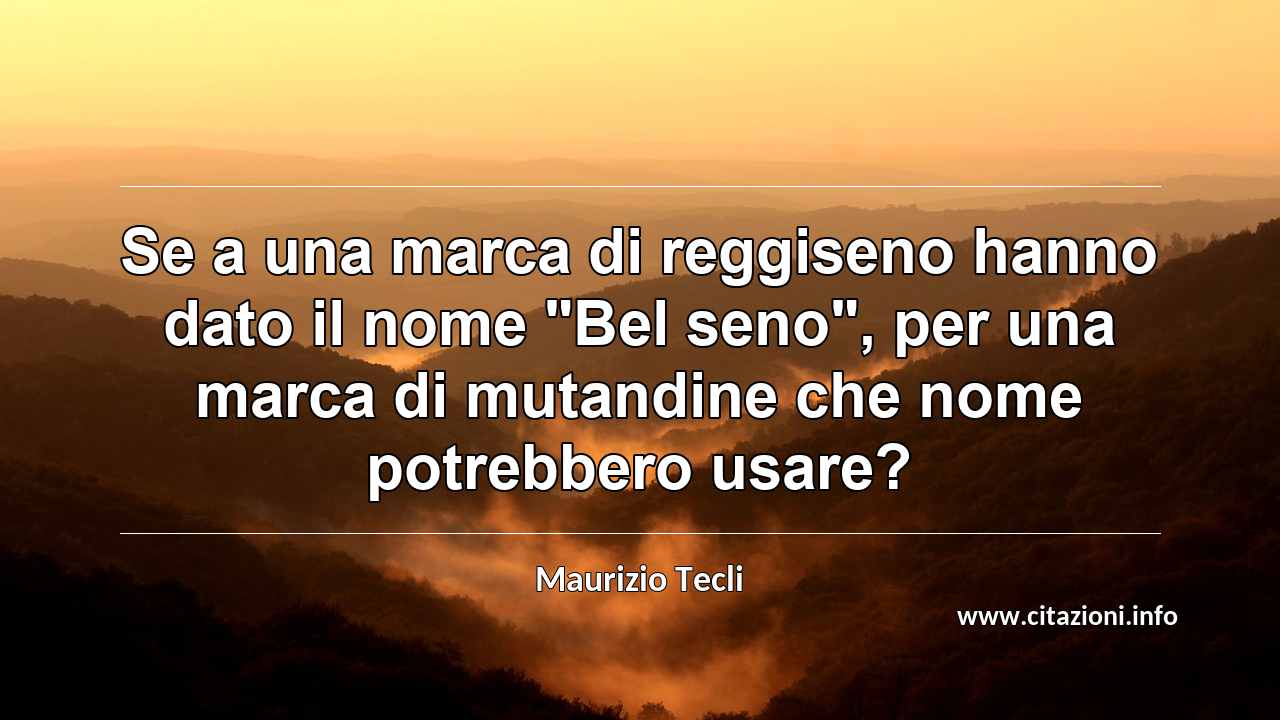 Se a una marca di reggiseno hanno dato il nome "Bel seno", per una marca di mutandine che nome potrebbero usare?