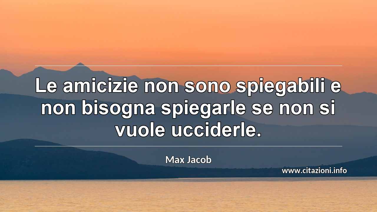 “Le amicizie non sono spiegabili e non bisogna spiegarle se non si vuole ucciderle.”