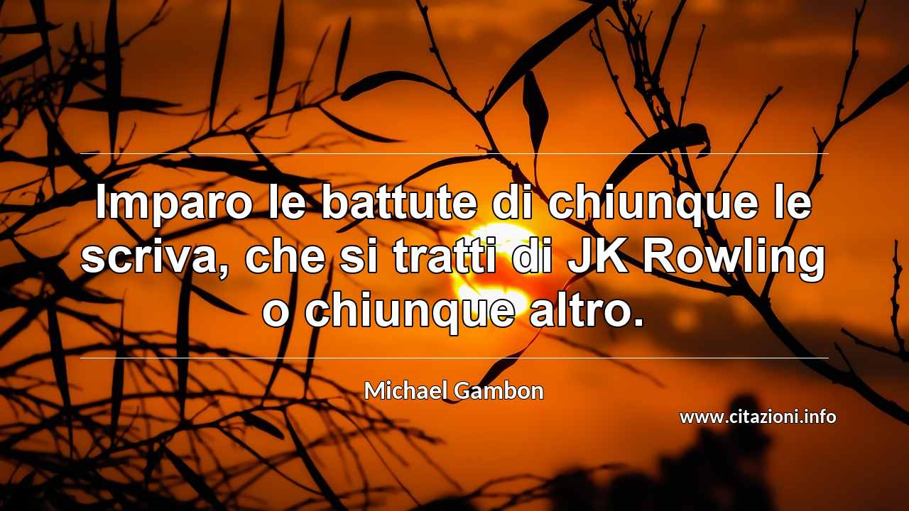 “Imparo le battute di chiunque le scriva, che si tratti di JK Rowling o chiunque altro.”
