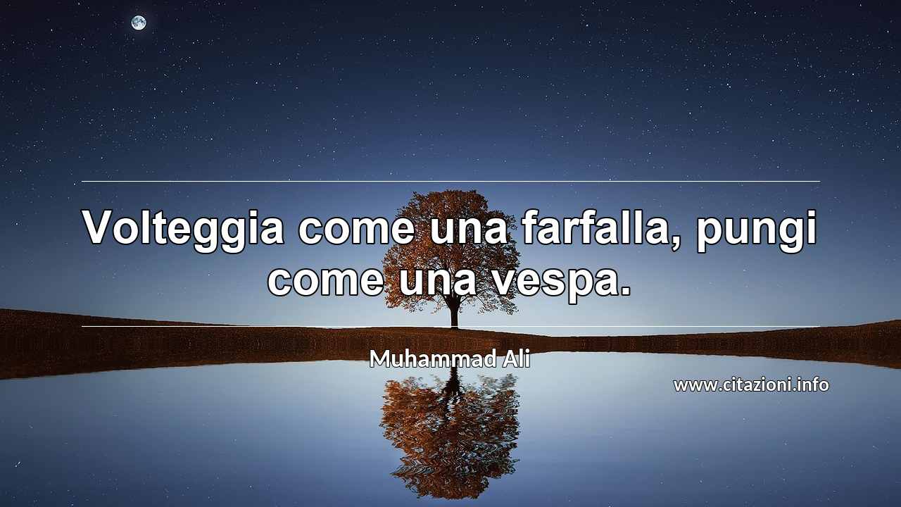 “Volteggia come una farfalla, pungi come una vespa.”