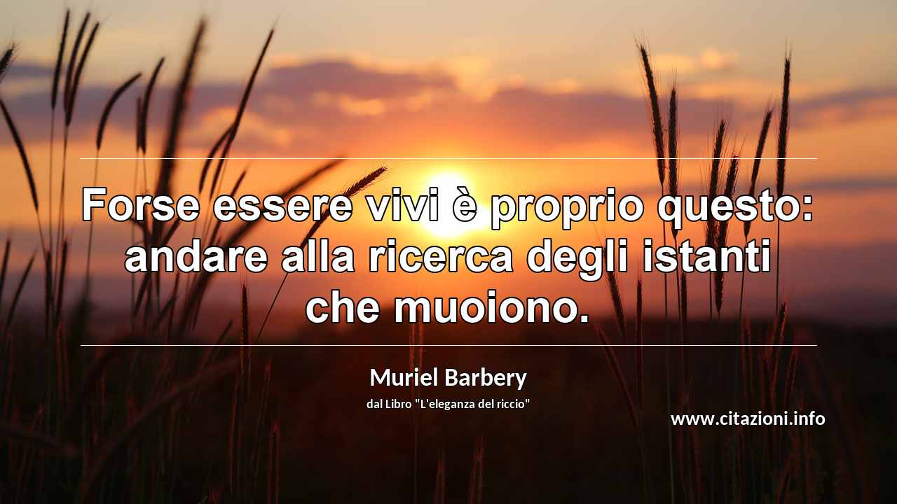 “Forse essere vivi è proprio questo: andare alla ricerca degli istanti che muoiono.”