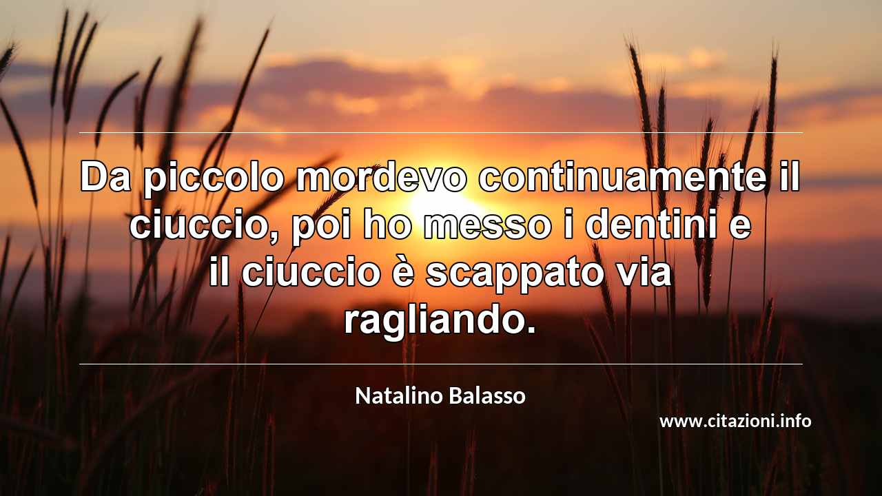 “Da piccolo mordevo continuamente il ciuccio, poi ho messo i dentini e il ciuccio è scappato via ragliando.”