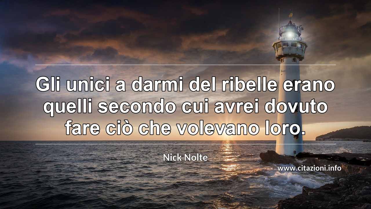 “Gli unici a darmi del ribelle erano quelli secondo cui avrei dovuto fare ciò che volevano loro.”