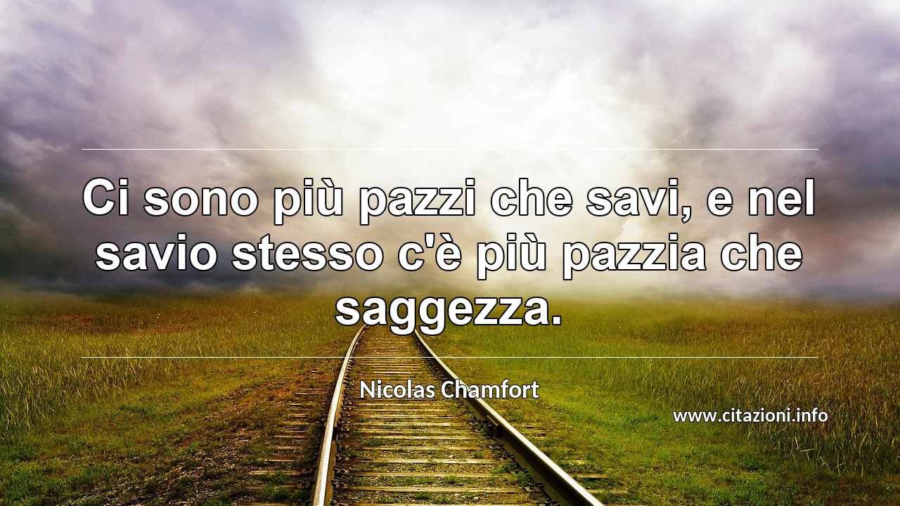“Ci sono più pazzi che savi, e nel savio stesso c'è più pazzia che saggezza.”