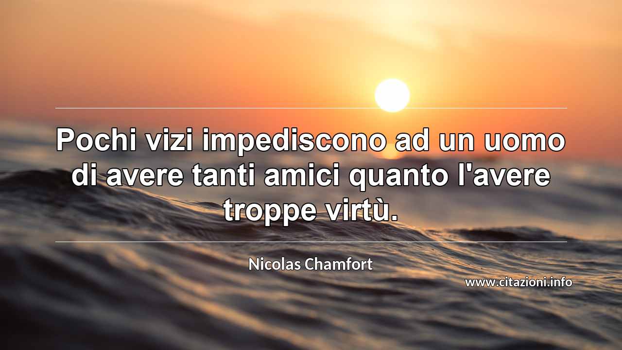 “Pochi vizi impediscono ad un uomo di avere tanti amici quanto l'avere troppe virtù.”