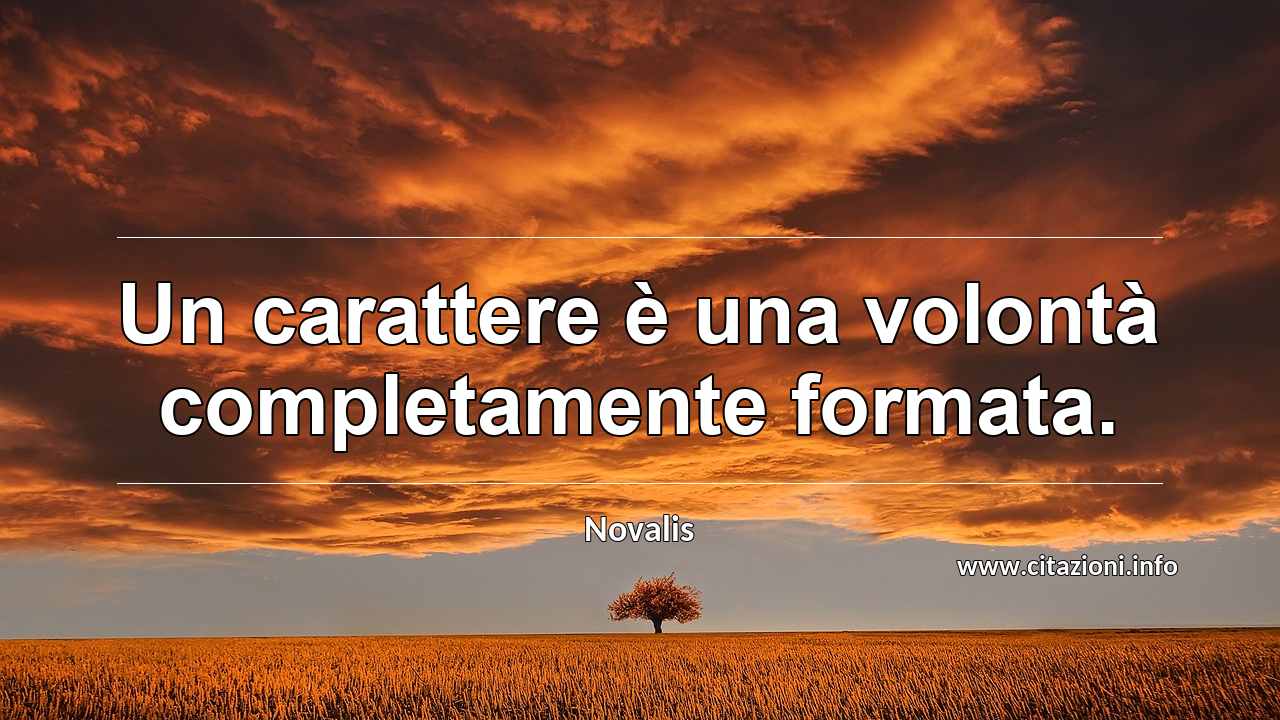 “Un carattere è una volontà completamente formata.”