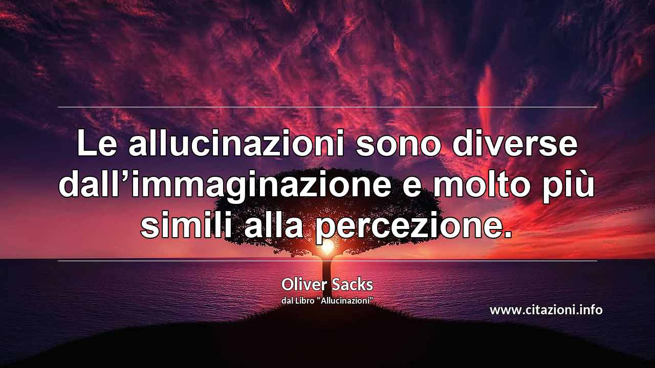 “Le allucinazioni sono diverse dall’immaginazione e molto più simili alla percezione.”