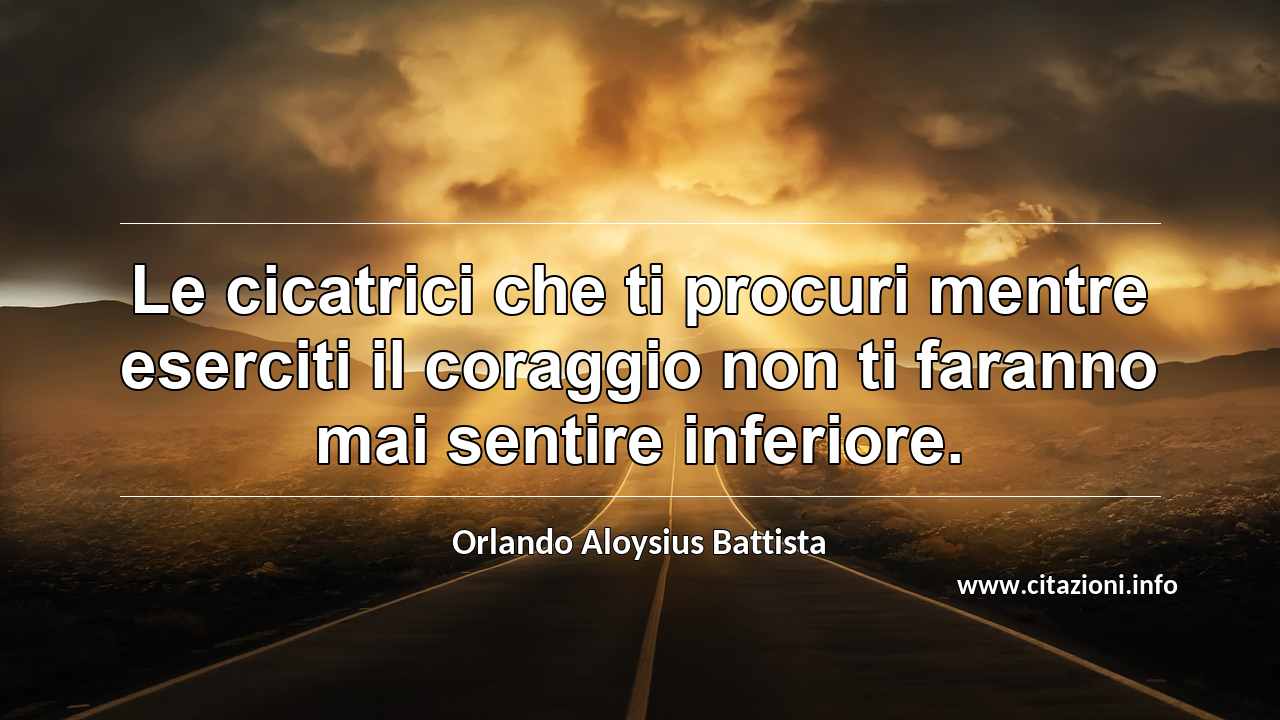 “Le cicatrici che ti procuri mentre eserciti il coraggio non ti faranno mai sentire inferiore.”
