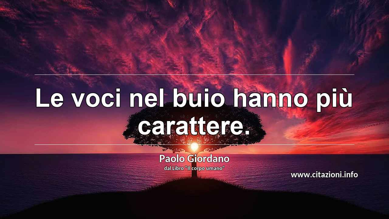 “Le voci nel buio hanno più carattere.”
