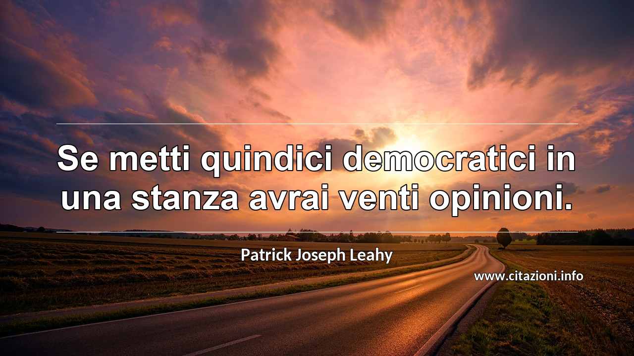 “Se metti quindici democratici in una stanza avrai venti opinioni.”