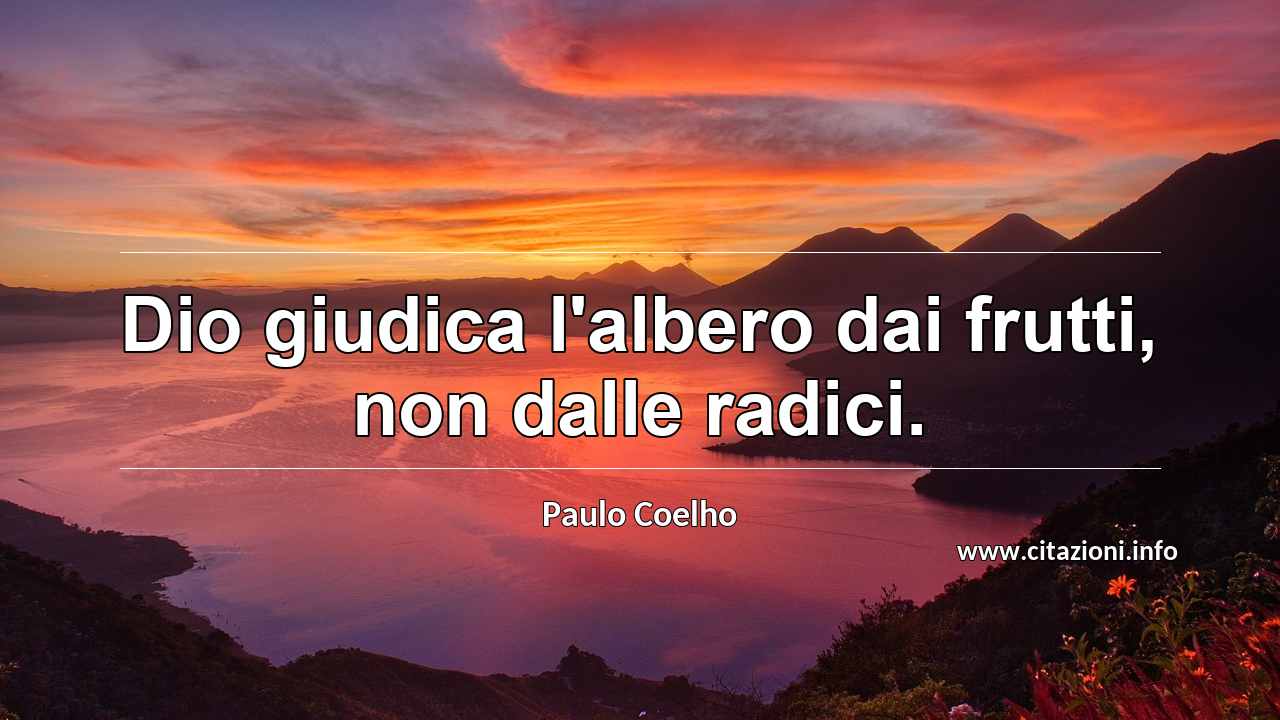 “Dio giudica l'albero dai frutti, non dalle radici.”