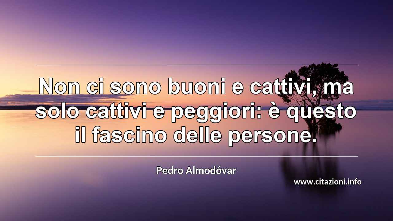 “Non ci sono buoni e cattivi, ma solo cattivi e peggiori: è questo il fascino delle persone.”