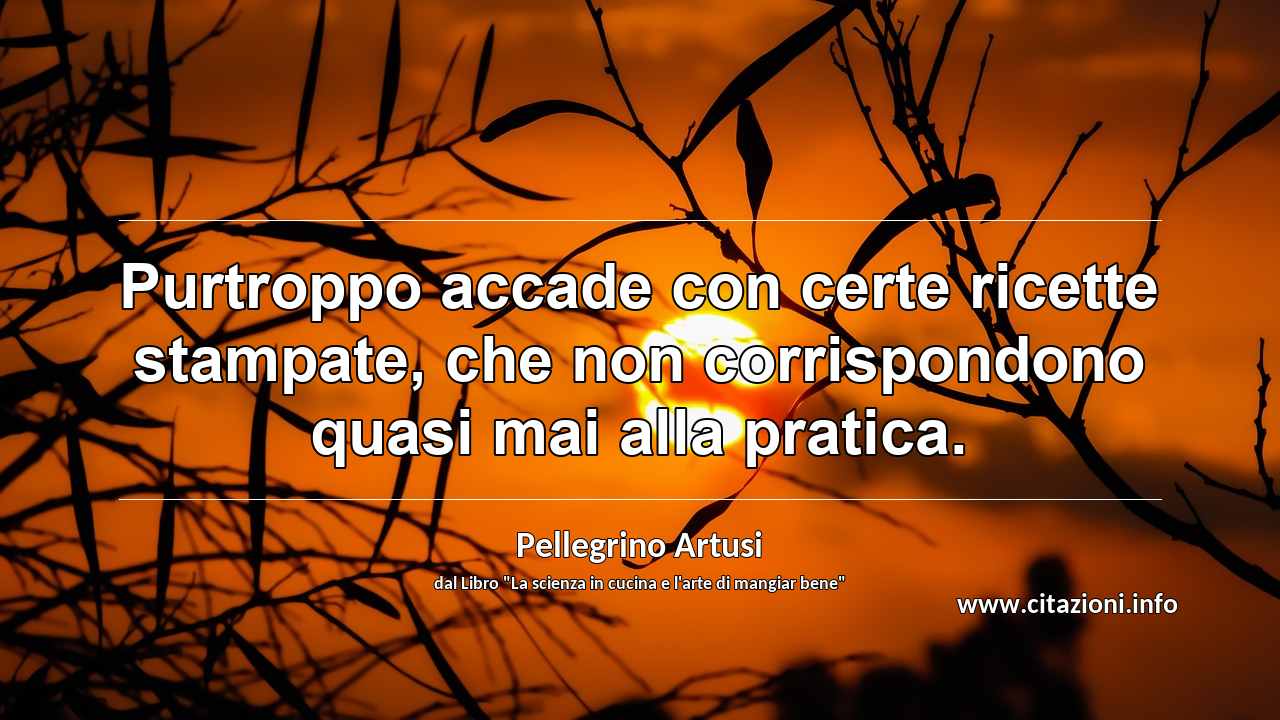 “Purtroppo accade con certe ricette stampate, che non corrispondono quasi mai alla pratica.”