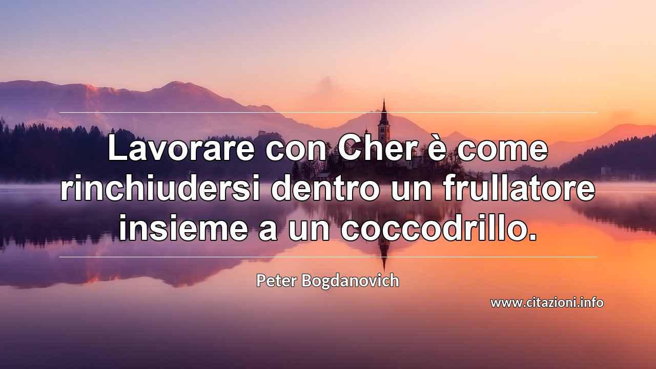 “Lavorare con Cher è come rinchiudersi dentro un frullatore insieme a un coccodrillo.”