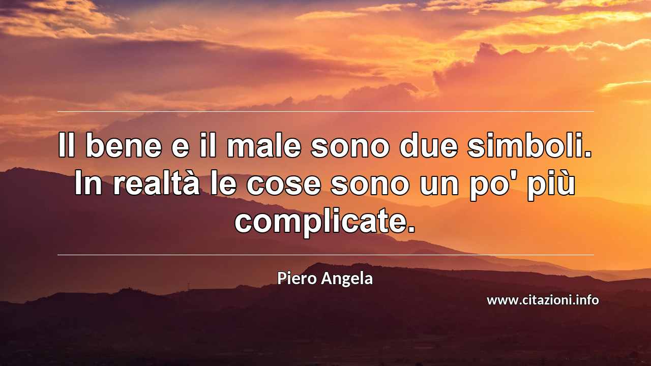 “Il bene e il male sono due simboli. In realtà le cose sono un po' più complicate.”