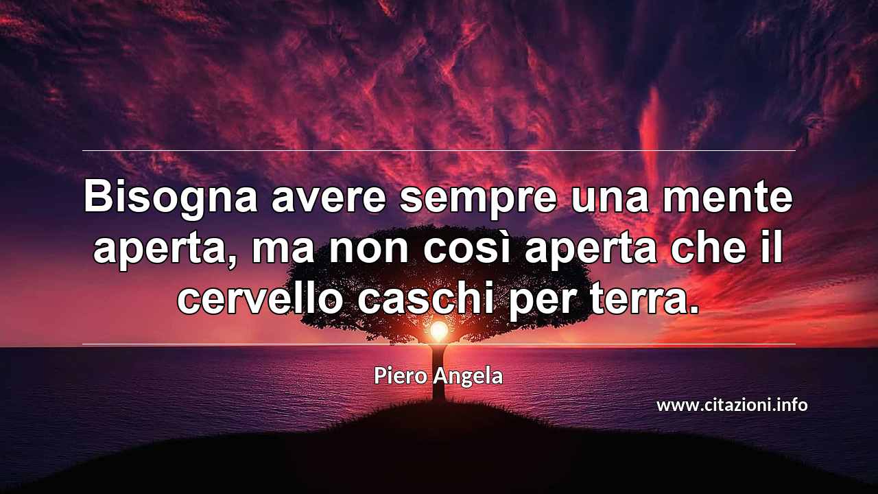 “Bisogna avere sempre una mente aperta, ma non così aperta che il cervello caschi per terra.”