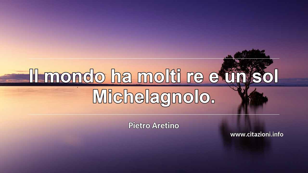 “Il mondo ha molti re e un sol Michelagnolo.”