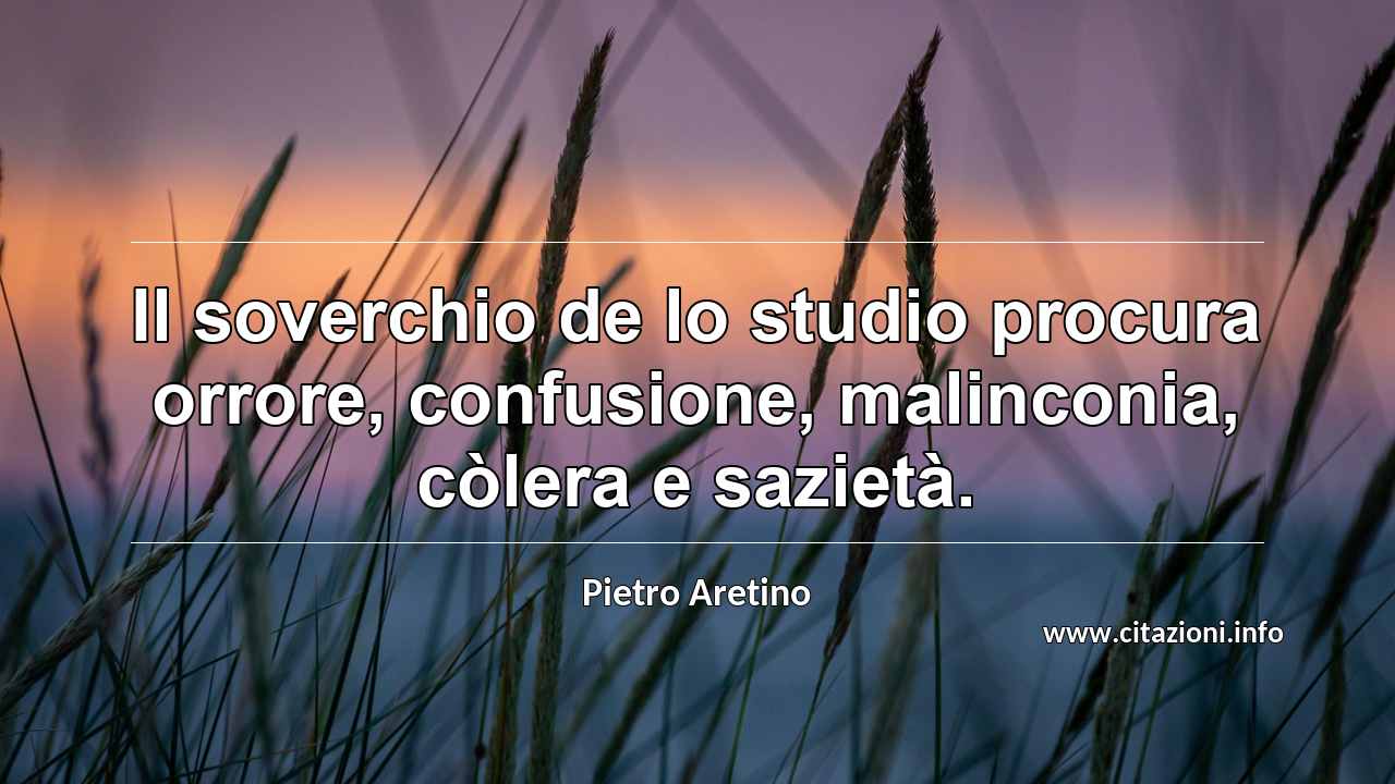 “Il soverchio de lo studio procura orrore, confusione, malinconia, còlera e sazietà.”