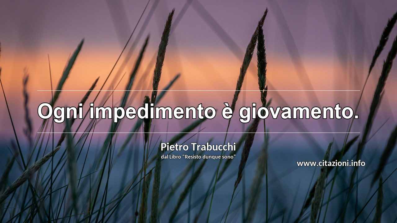“Ogni impedimento è giovamento.”
