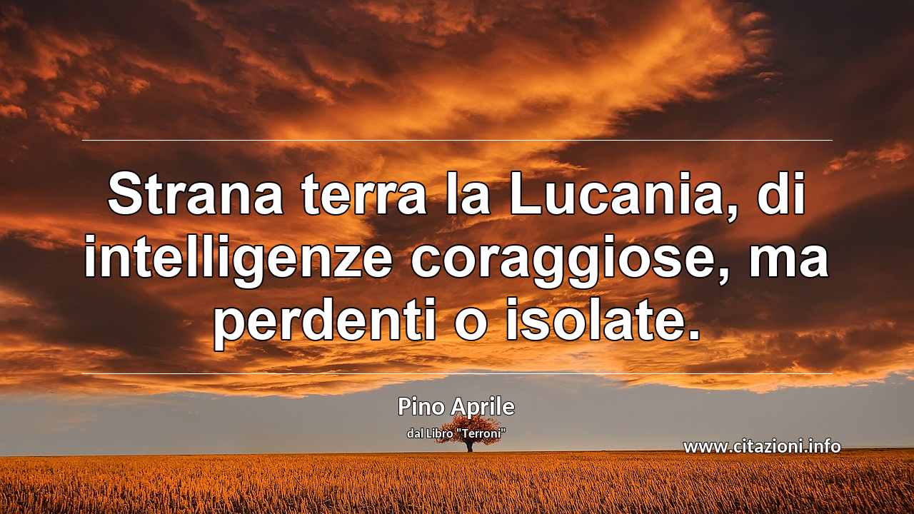 “Strana terra la Lucania, di intelligenze coraggiose, ma perdenti o isolate.”