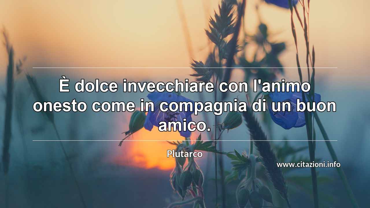 “È dolce invecchiare con l'animo onesto come in compagnia di un buon amico.”