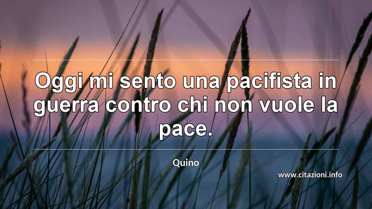 “Oggi mi sento una pacifista in guerra contro chi non vuole la pace.”