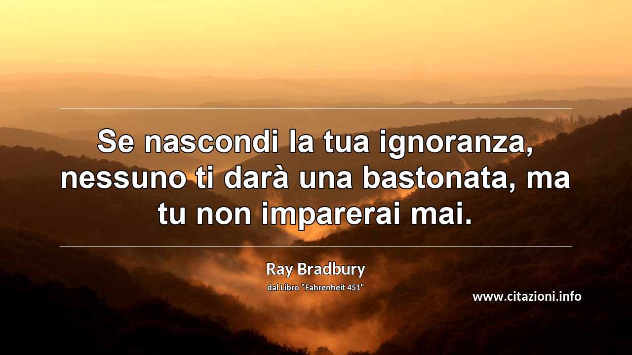 “Se nascondi la tua ignoranza, nessuno ti darà una bastonata, ma tu non imparerai mai.”