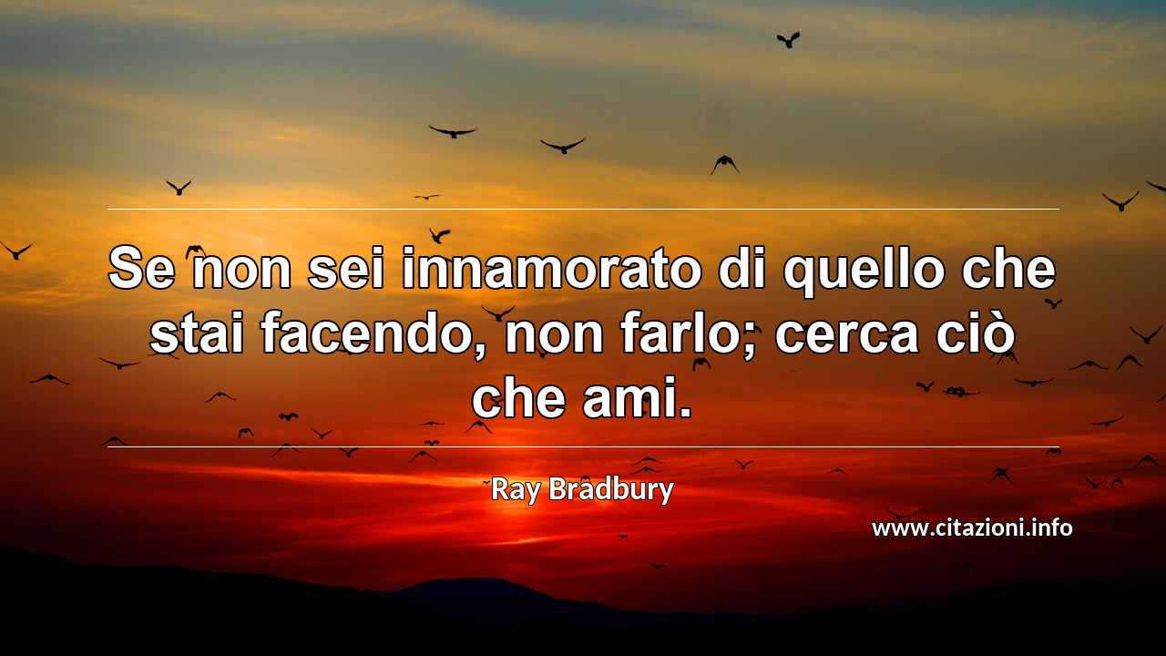“Se non sei innamorato di quello che stai facendo, non farlo; cerca ciò che ami.”