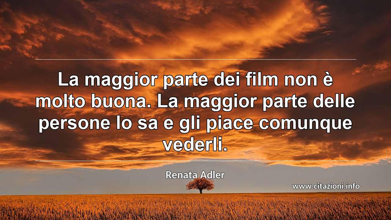 “La maggior parte dei film non è molto buona. La maggior parte delle persone lo sa e gli piace comunque vederli.”