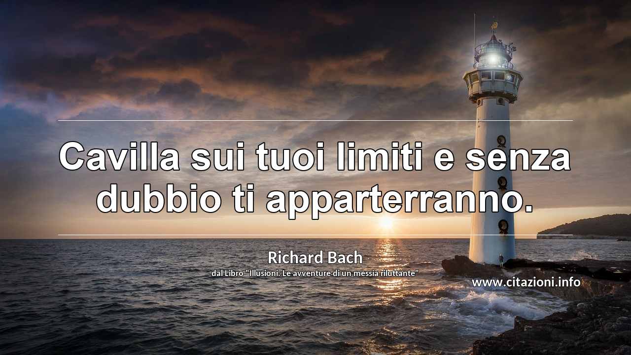 “Cavilla sui tuoi limiti e senza dubbio ti apparterranno.”