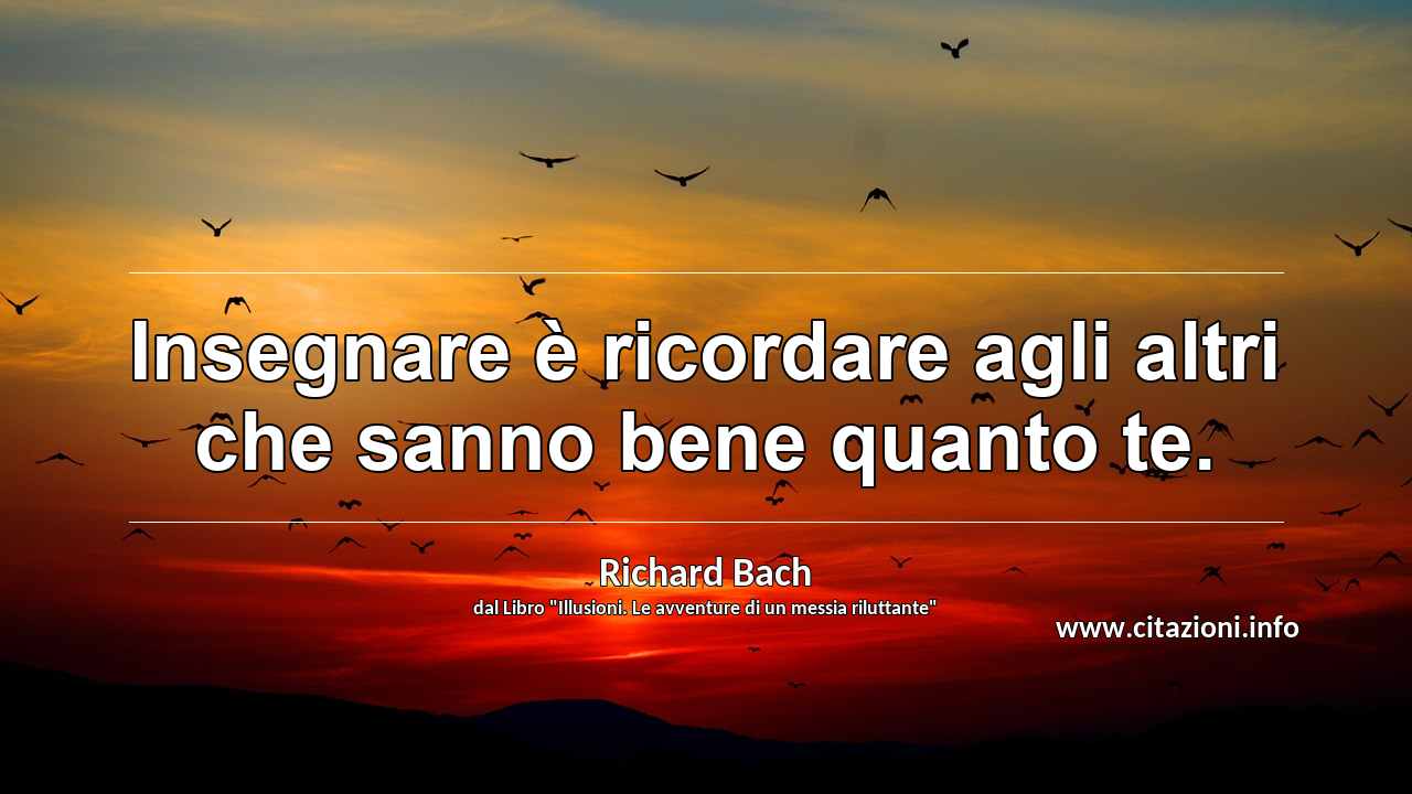 “Insegnare è ricordare agli altri che sanno bene quanto te.”