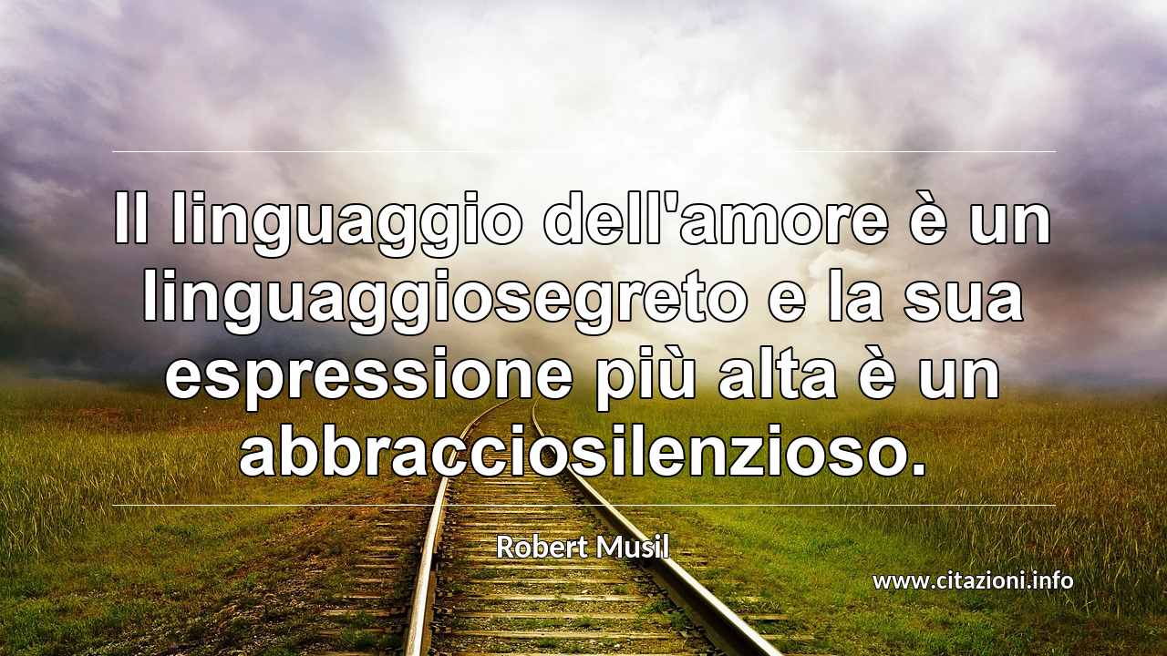 “Il linguaggio dell'amore è un linguaggiosegreto e la sua espressione più alta è un abbracciosilenzioso.”