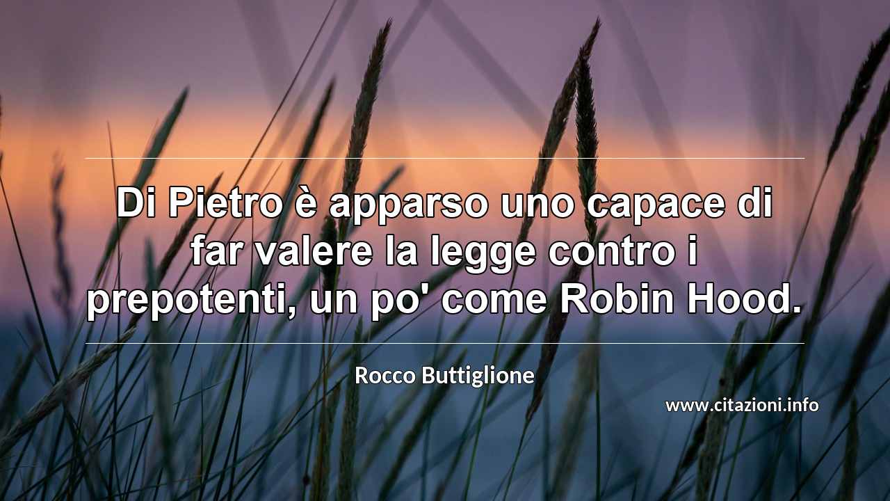 “Di Pietro è apparso uno capace di far valere la legge contro i prepotenti, un po' come Robin Hood.”