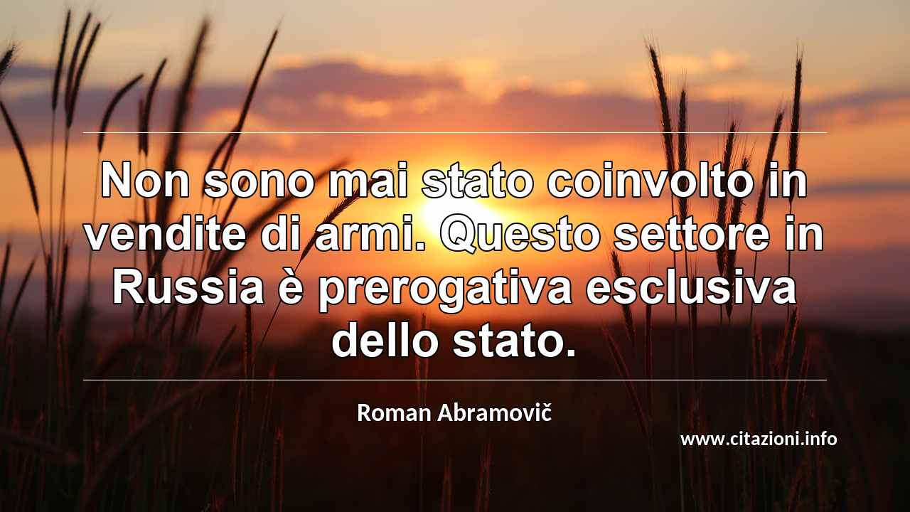 “Non sono mai stato coinvolto in vendite di armi. Questo settore in Russia è prerogativa esclusiva dello stato.”