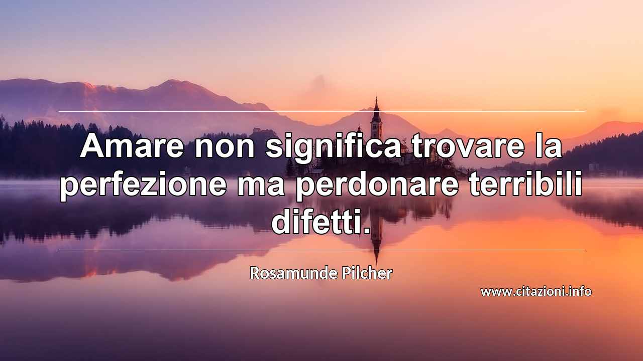 “Amare non significa trovare la perfezione ma perdonare terribili difetti.”
