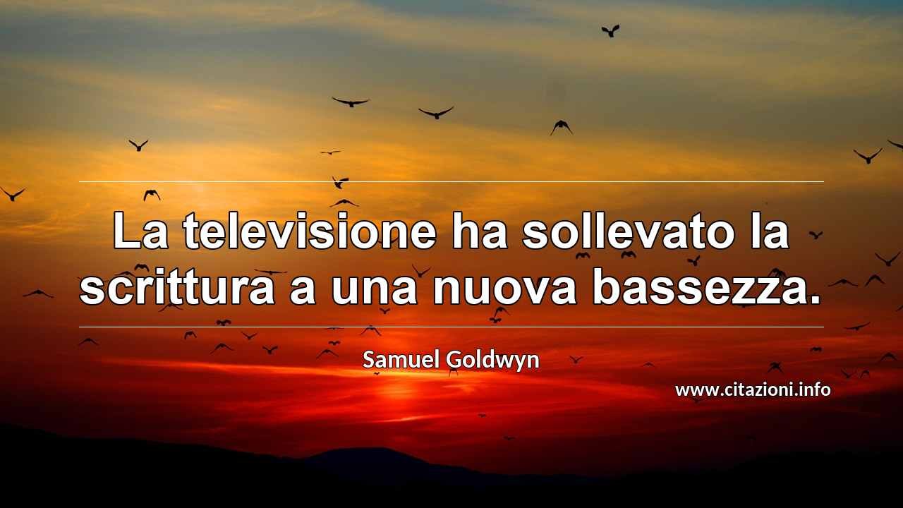 “La televisione ha sollevato la scrittura a una nuova bassezza.”