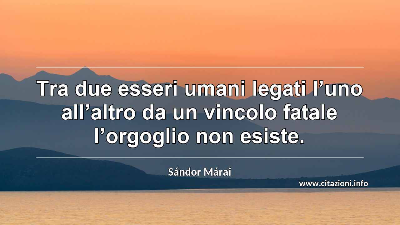 “Tra due esseri umani legati l’uno all’altro da un vincolo fatale l’orgoglio non esiste.”