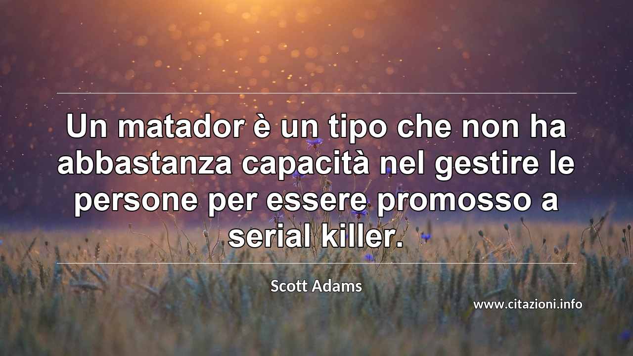 “Un matador è un tipo che non ha abbastanza capacità nel gestire le persone per essere promosso a serial killer.”