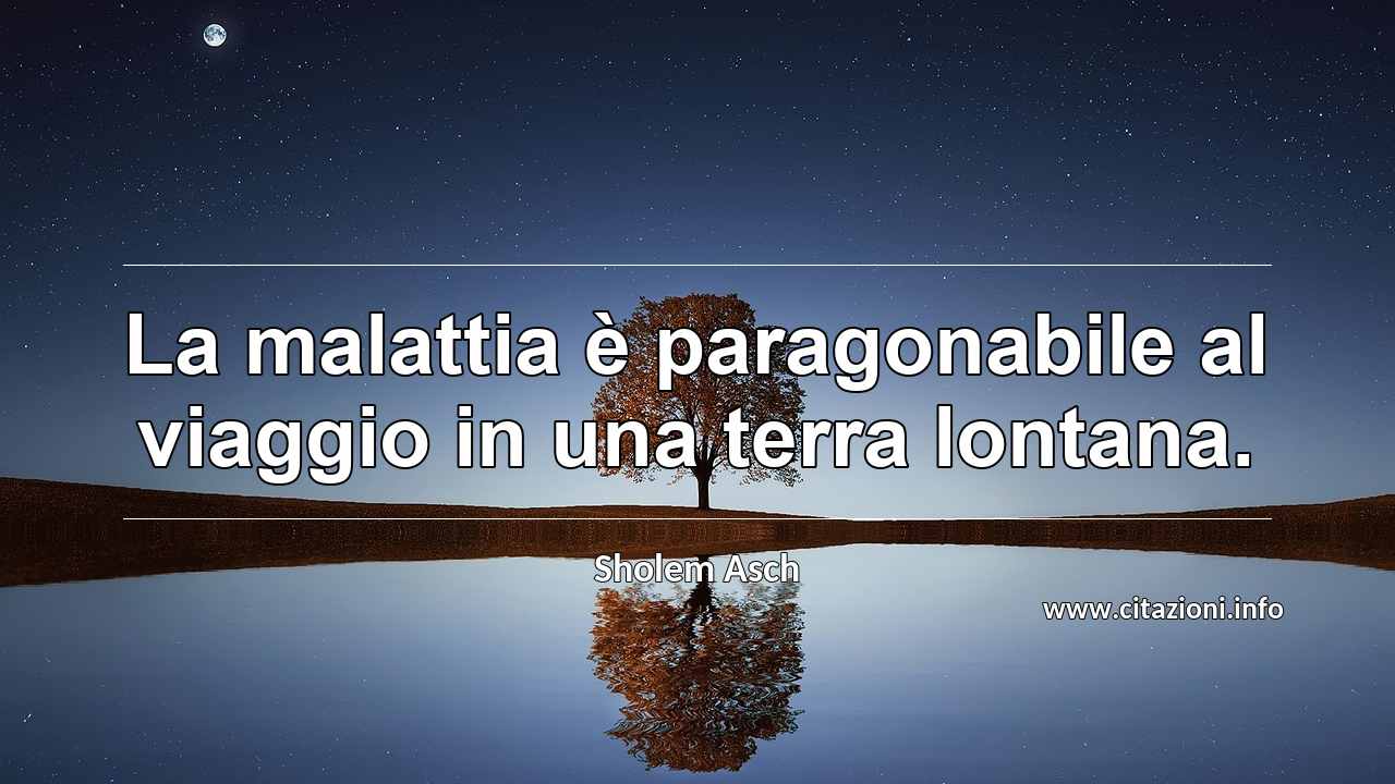 “La malattia è paragonabile al viaggio in una terra lontana.”