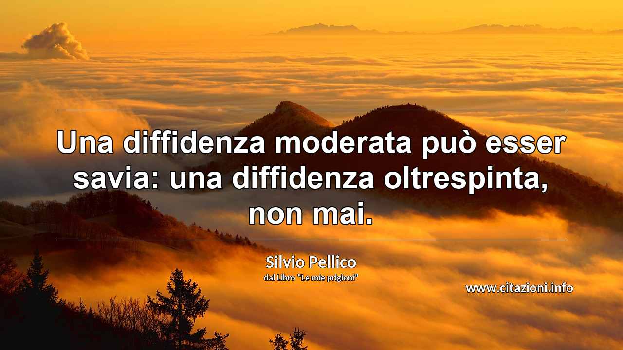 “Una diffidenza moderata può esser savia: una diffidenza oltrespinta, non mai.”